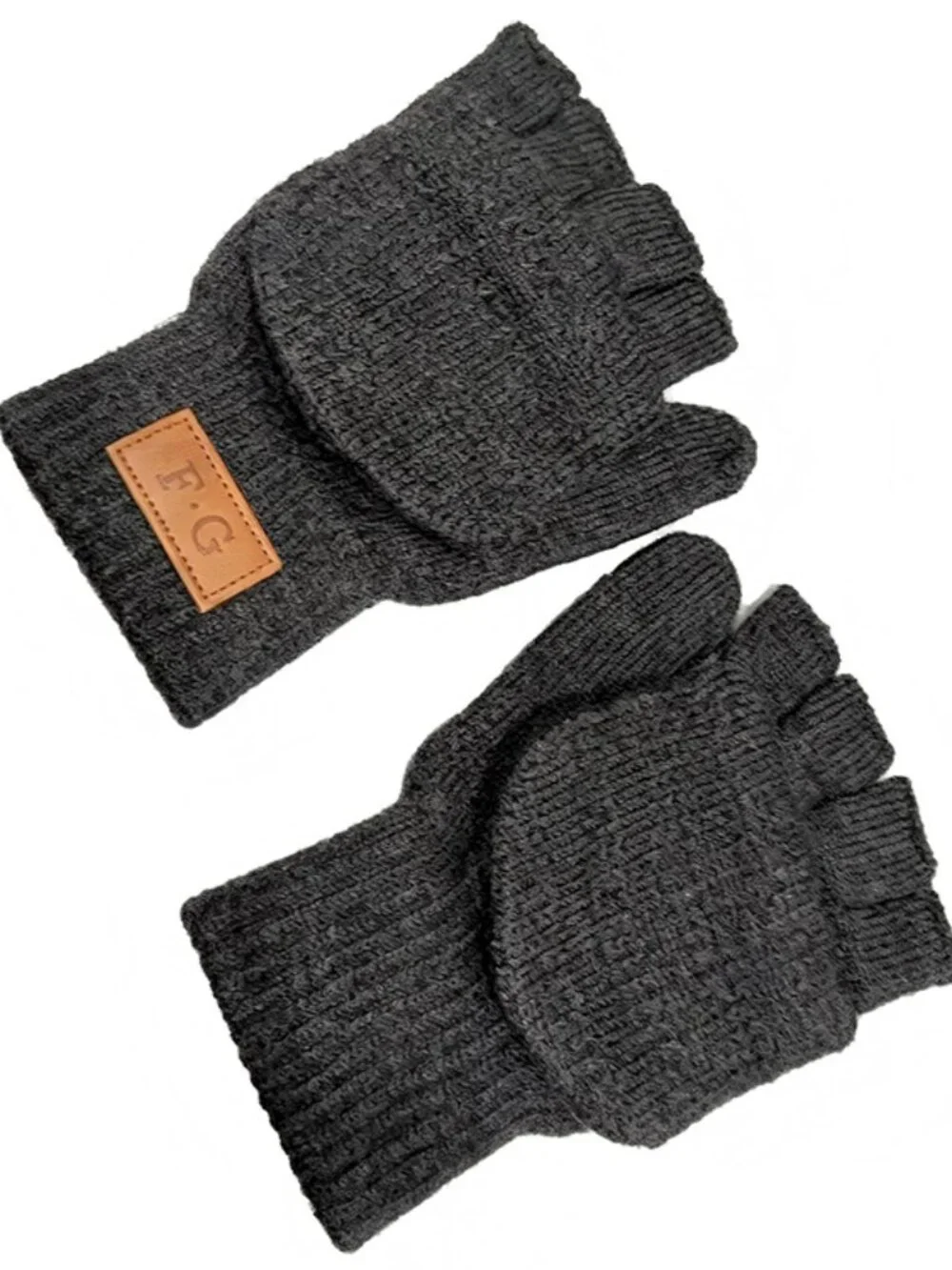 5 Pairs Grey Fingerless Gloves Unisex Warm Wool Mitten Glove for Women Men